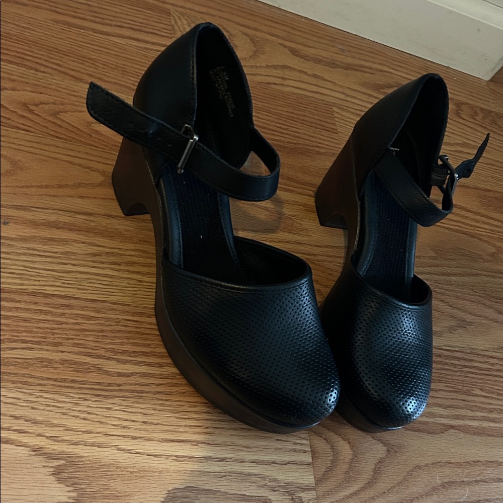 b.o.c. Black Perforated Mary Jane Platform Heels